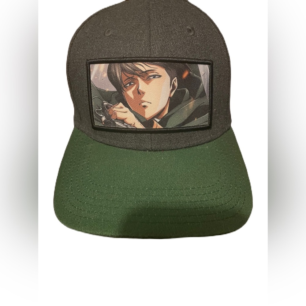 Attack on Titan AoT - Levi Snapback Hat - Bioworld Elite Flex Gray Green Anime